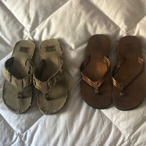 Womens Brown and Tan Sandals